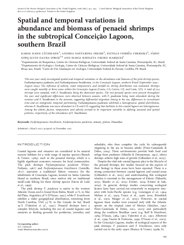 (PDF) Spatial and temporal variations in abundance and biomass of ...