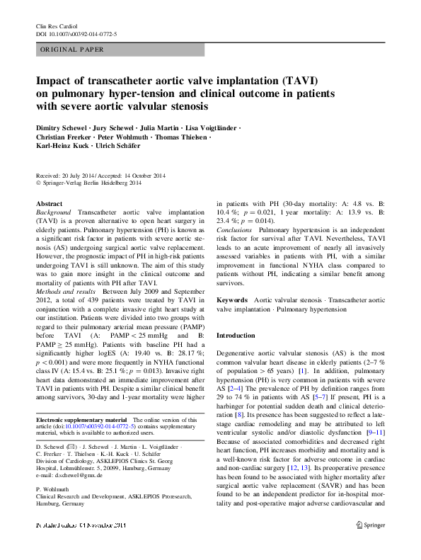 (PDF) The impact of transcatheter aortic valve implantation on quality ...