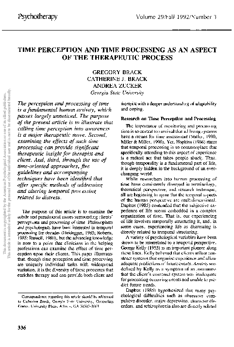 (PDF) Time perception and time processing as an aspect of the ...