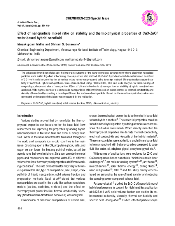 (PDF) Effect of nanoparticle mixed ratio on stability and thermo ...