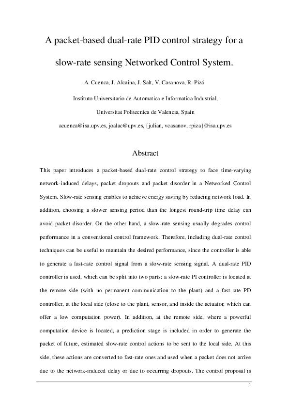 (PDF) A packet-based dual-rate PID control strategy for a slow-rate ...
