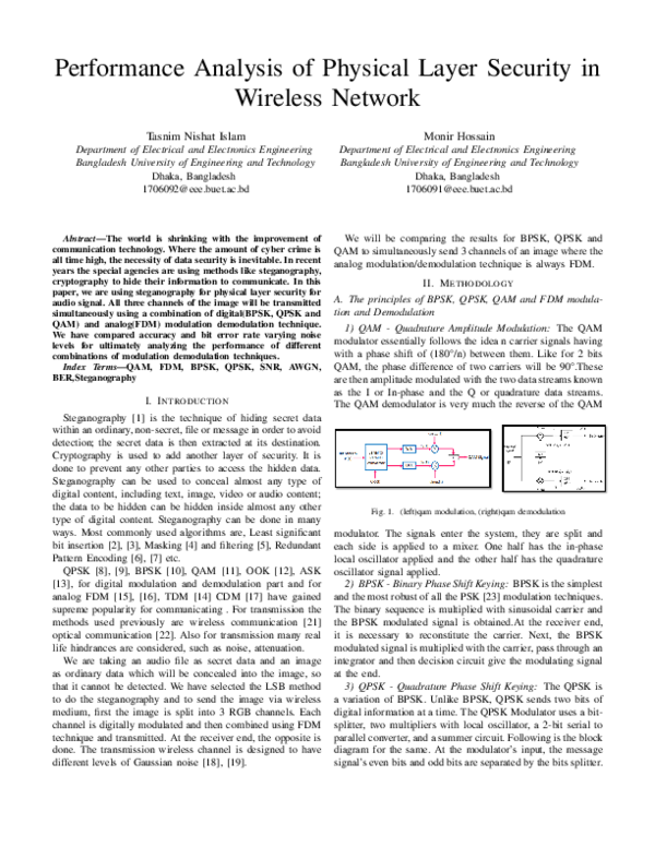 (PDF) Performance Analysis of Physical Layer Security in Wireless Network
