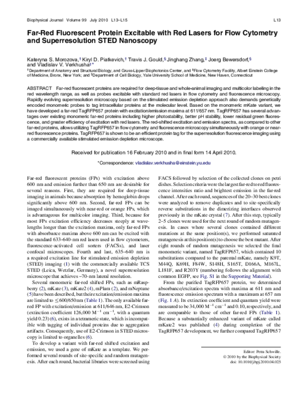 (PDF) Far-Red Fluorescent Protein Excitable with Red Lasers for Flow ...