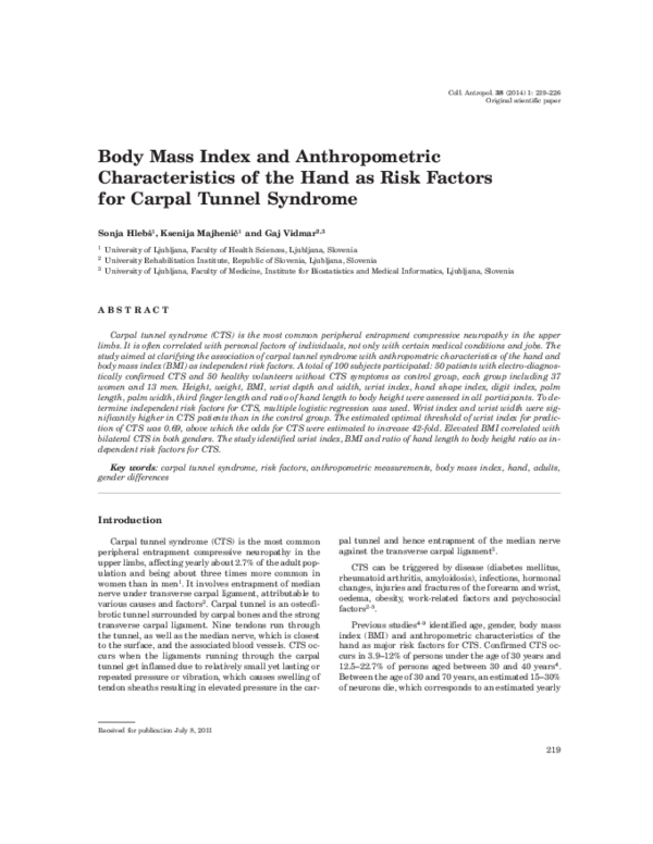 (PDF) Body mass index and anthropometric characteristics of the hand as ...