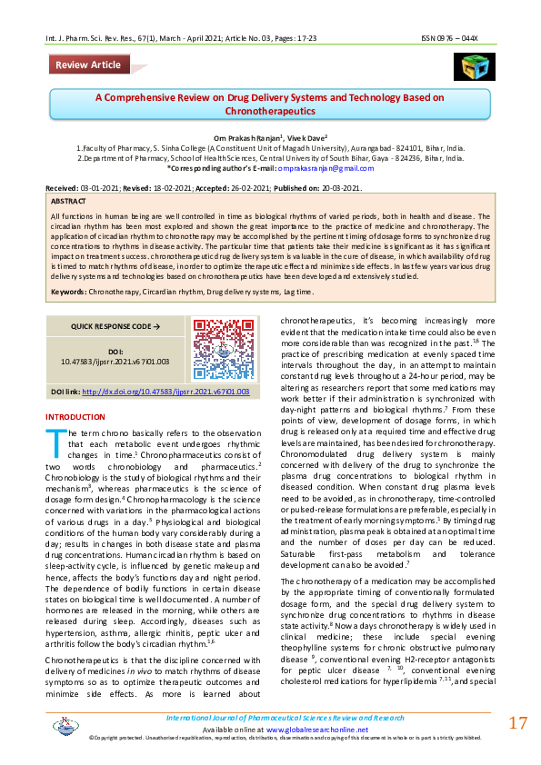 (PDF) A Comprehensive Review on Drug Delivery Systems and Technology ...