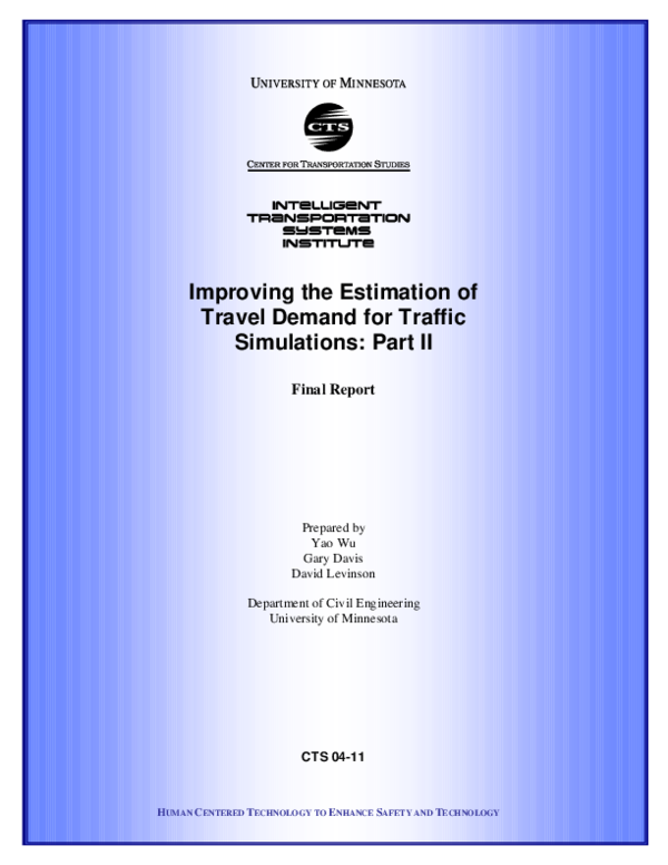 (PDF) Improving the estimation of travel demand for traffic simulation ...