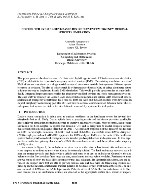 (PDF) Distributed hybrid agent-based discrete event emergency medical ...