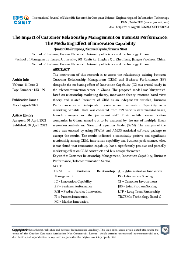 (PDF) The Impact of Customer Relationship Management on Business ...