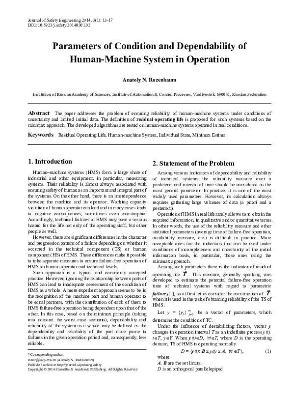 (PDF) Human-Computer System Dependability