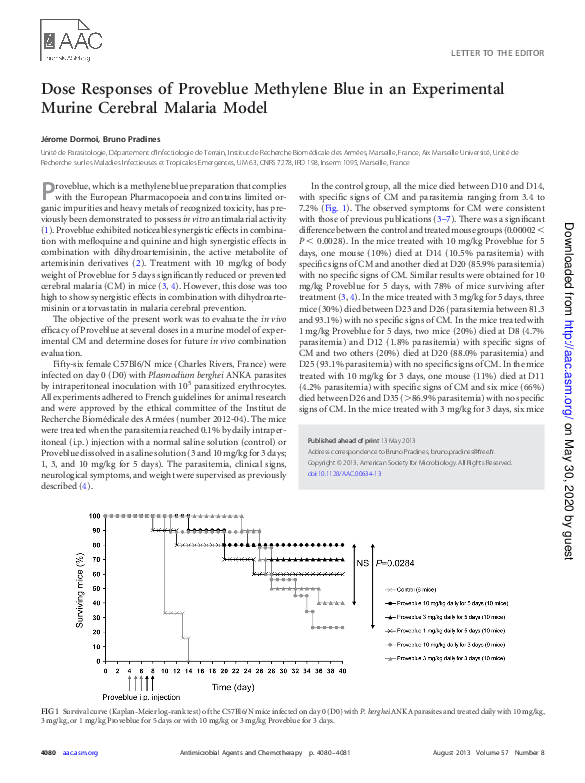 (PDF) Dose Responses of Proveblue Methylene Blue in an Experimental ...
