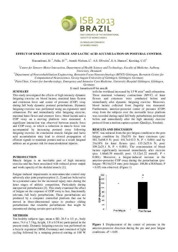 (PDF) Effect of knee muscle fatigue and lactic acid accumulation on ...