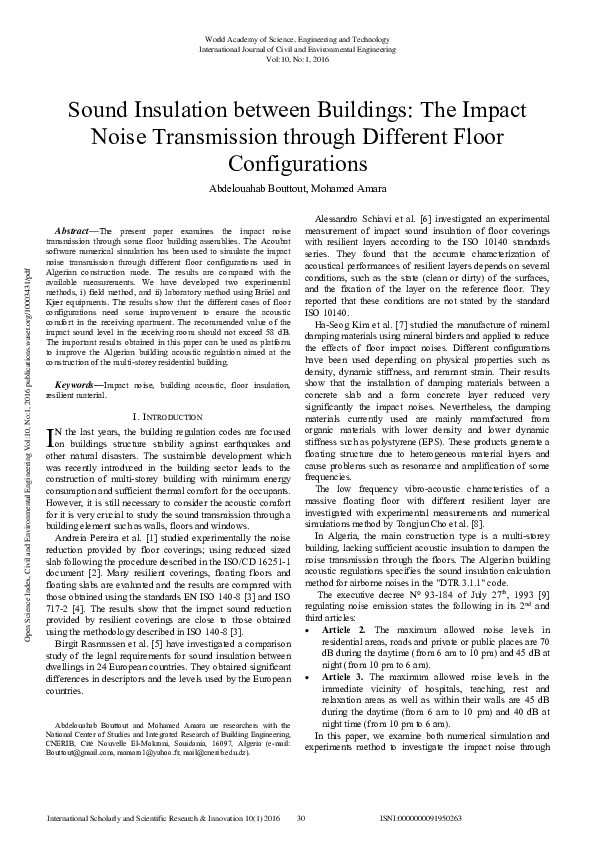 (PDF) Sound Insulation Between Buildings: The Impact Noise Transmission ...