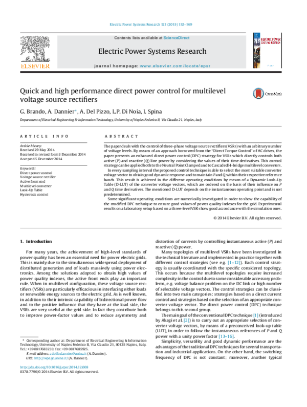 (PDF) Quick and high performance direct power control for multilevel ...