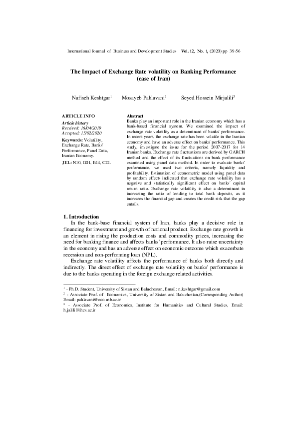 (PDF) The Impact of Exchange Rate volatility on Banking Performance ...