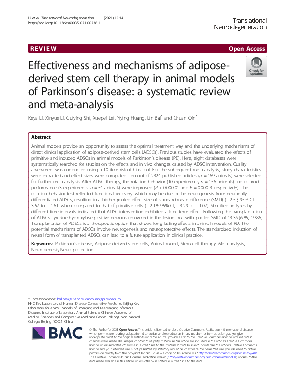 (PDF) Effectiveness and mechanisms of adipose-derived stem cell therapy ...