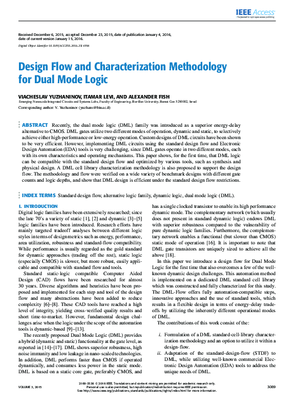 (PDF) Design Flow and Characterization Methodology for Dual Mode Logic