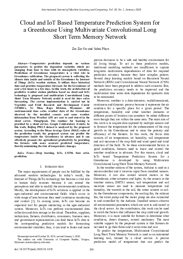(PDF) Cloud and IoT Based Temperature Prediction System for a ...
