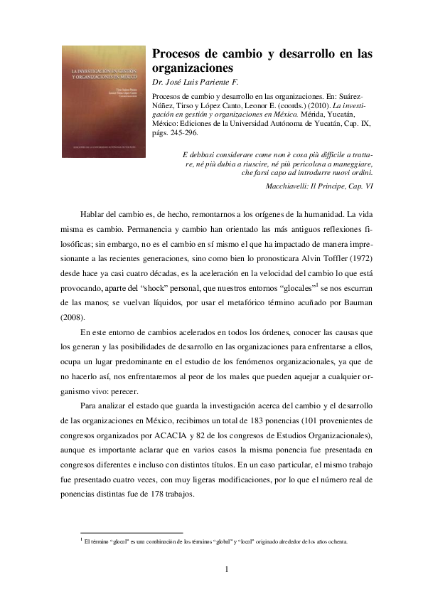 (PDF) Procesos de cambio y desarrollo en las organizaciones