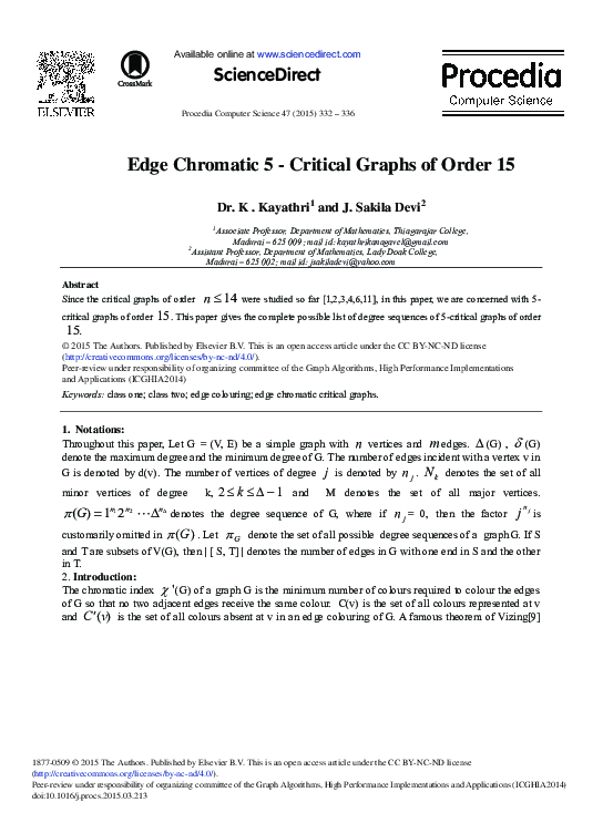 (PDF) Edge Chromatic 5 - Critical Graphs of Order 15