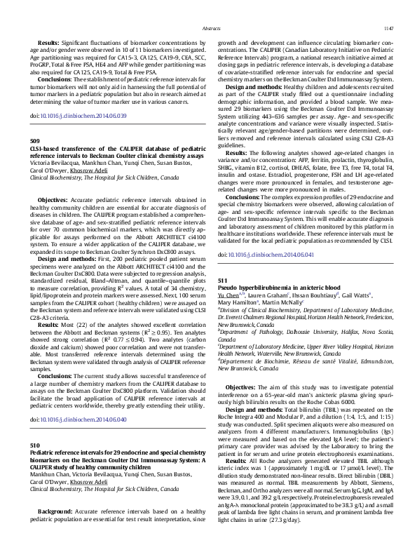 (PDF) CLSIbased transference of the CALIPER database of pediatric