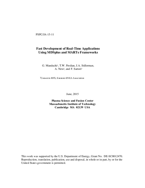 (PDF) Fast development of real-time applications using MDSplus and ...