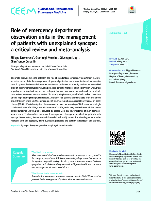 (PDF) Role of emergency department observation units in the management ...