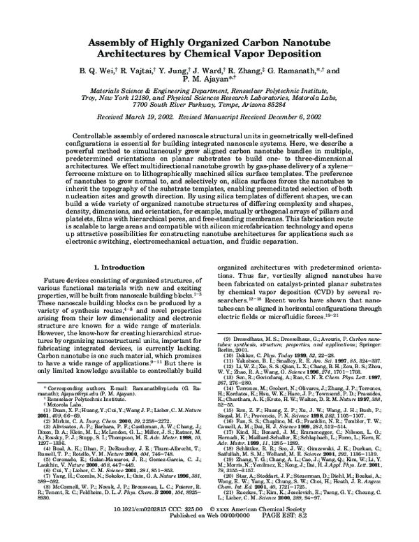 (PDF) Assembly of Highly Organized Carbon Nanotube Architectures by ...