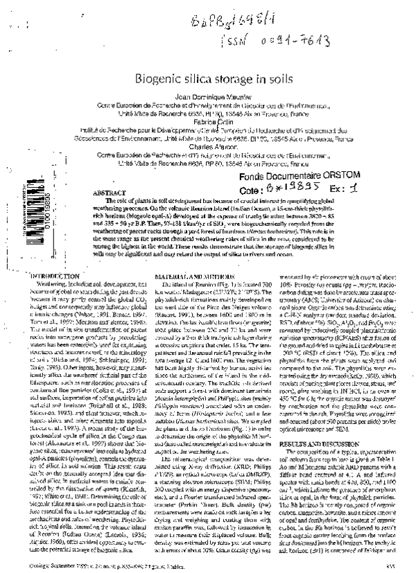 (PDF) Biogenic silica storage in soils