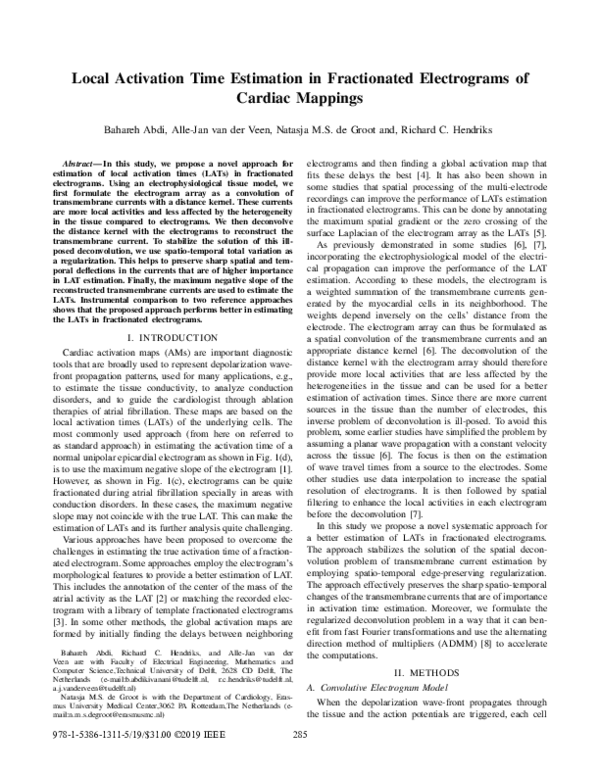 (PDF) Local Activation Time Estimation in Fractionated Electrograms of ...