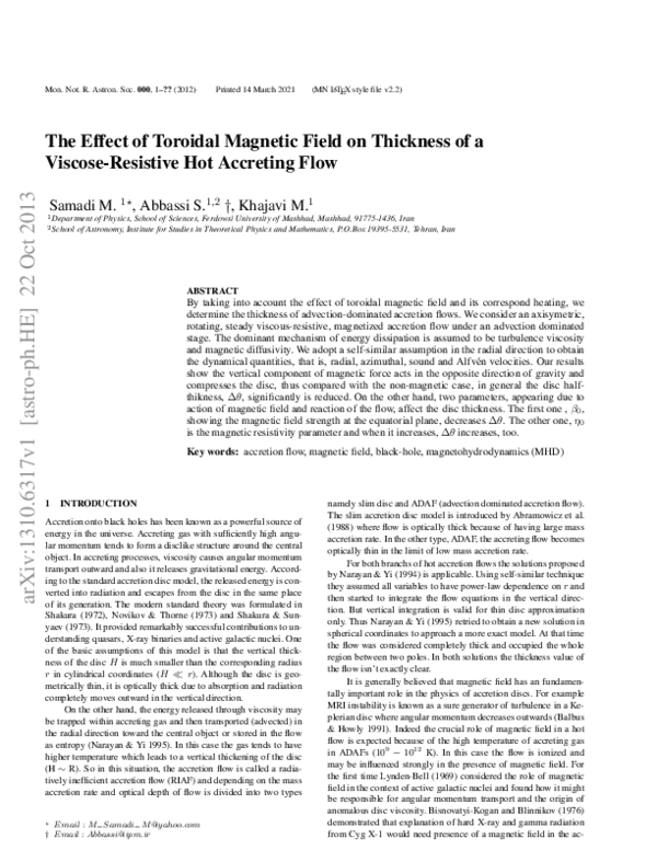 (PDF) The Effect of Toroidal Magnetic Field on Thickness of a Viscose ...