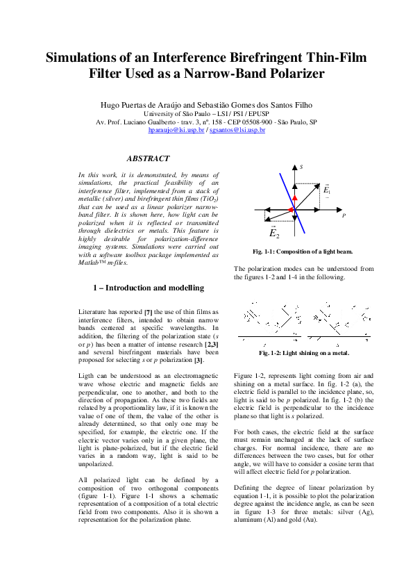 (PDF) Simulations of an Interference Birefringent Thin-Film Filter Used ...