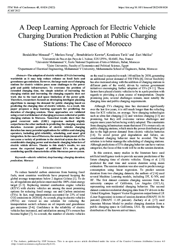(PDF) A Deep Learning Approach for Electric Vehicle Charging Duration ...