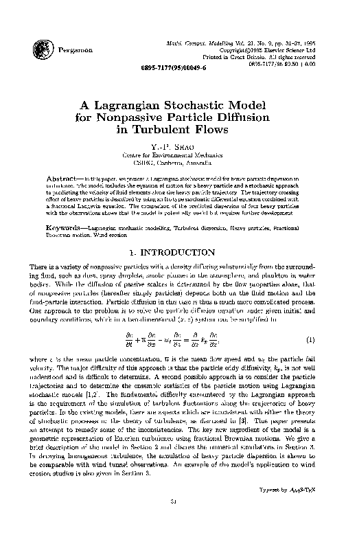 (PDF) A Lagrangian stochastic model for nonpassive particle diffusion ...