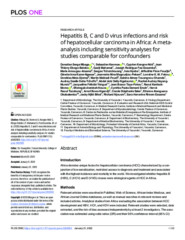 (PDF) Hepatitis B, C and D virus infections and risk of hepatocellular ...