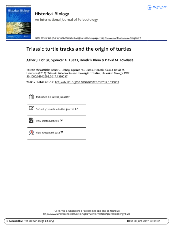 (PDF) Triassic turtle tracks and the origin of turtles