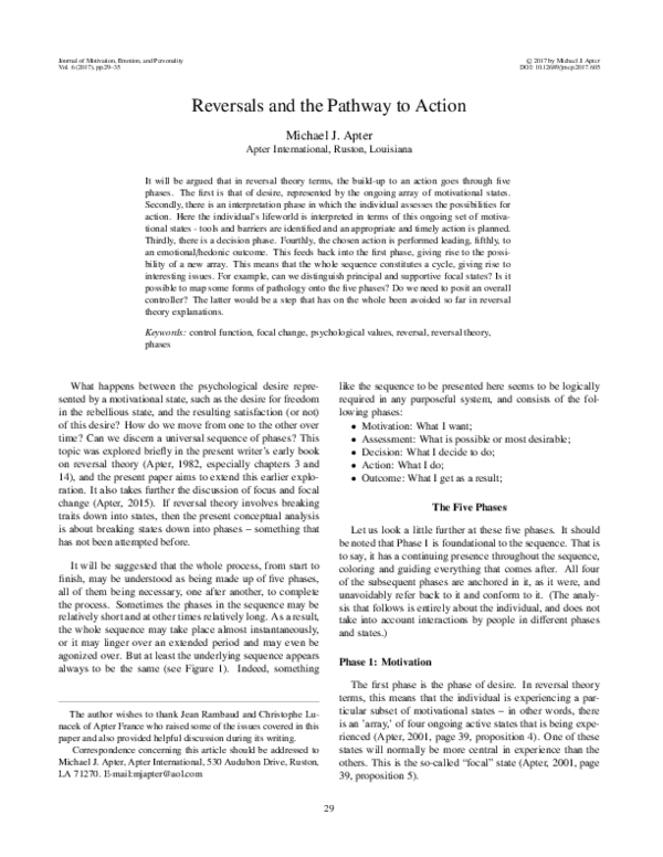 (PDF) Reversals and the Pathway to Action