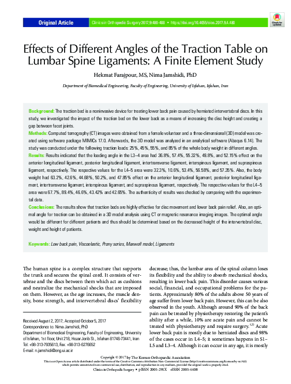 (PDF) Effects of Different Angles of the Traction Table on Lumbar Spine ...