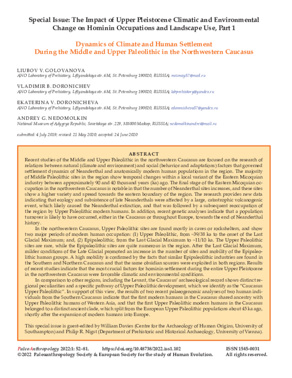 (PDF) Dynamics of Climate and Human Settlement During the Middle and ...