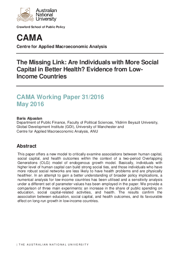 (PDF) The Missing Link: Are Individuals with More Social Capital in ...