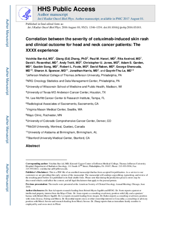 (PDF) Correlation between the severity of cetuximab-induced skin rash ...