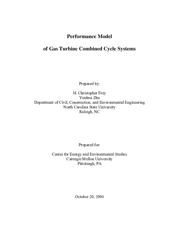 (PDF) Simplified Performance Model of Gas Turbine Combined Cycle Systems