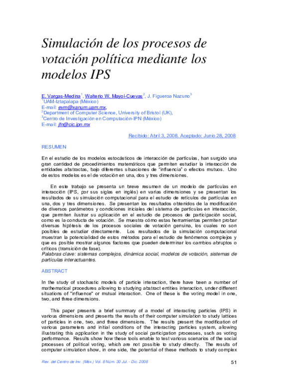 (PDF) Simulacin de los procesos de votacin poltica mediante los modelos IPS