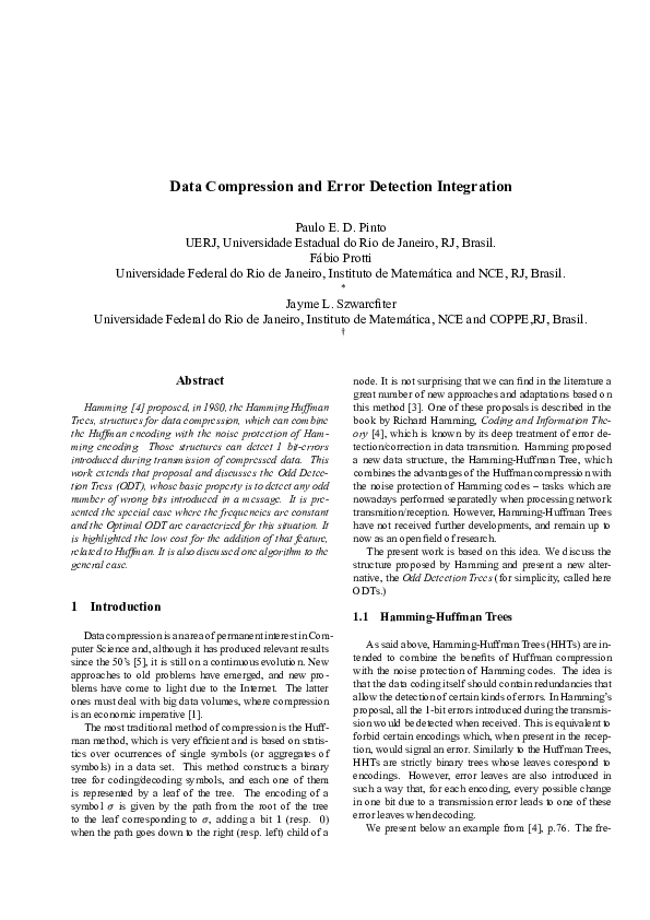 (PDF) Data Compression and Error Detection Integration