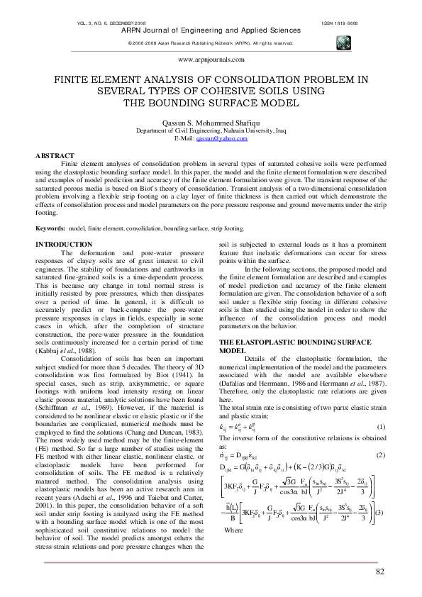 (PDF) Finite Element Analysis of Consolidation Problem in Several Types ...