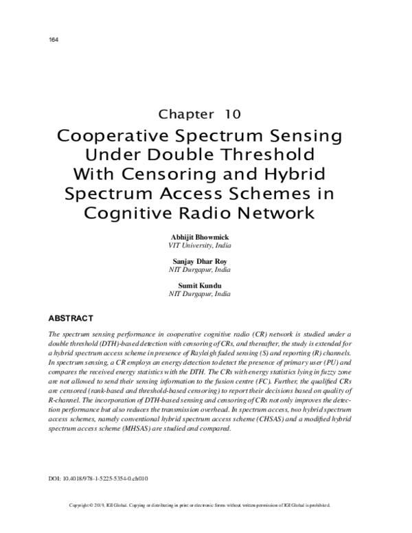 (PDF) Cooperative Spectrum Sensing Under Double Threshold With ...