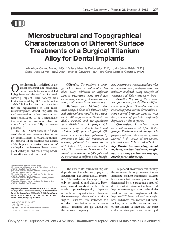 (PDF) Measurement and image processing evaluation of surface