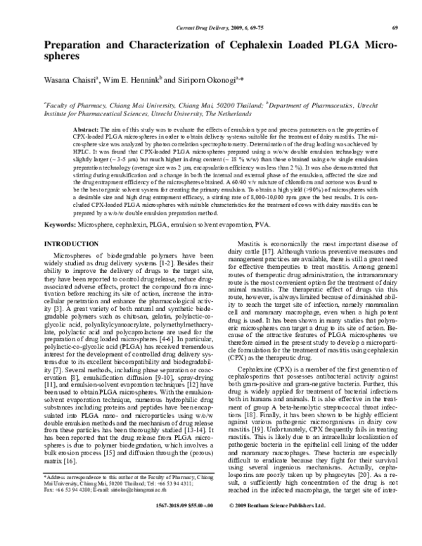 (PDF) Preparation and Characterization of Cephalexin Loaded PLGA ...