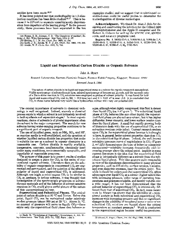 (PDF) Liquid and supercritical carbon dioxide as organic solvents