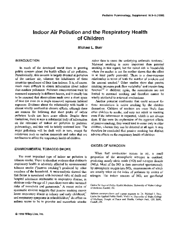 (PDF) Indoor air pollution and the respiratory health of children