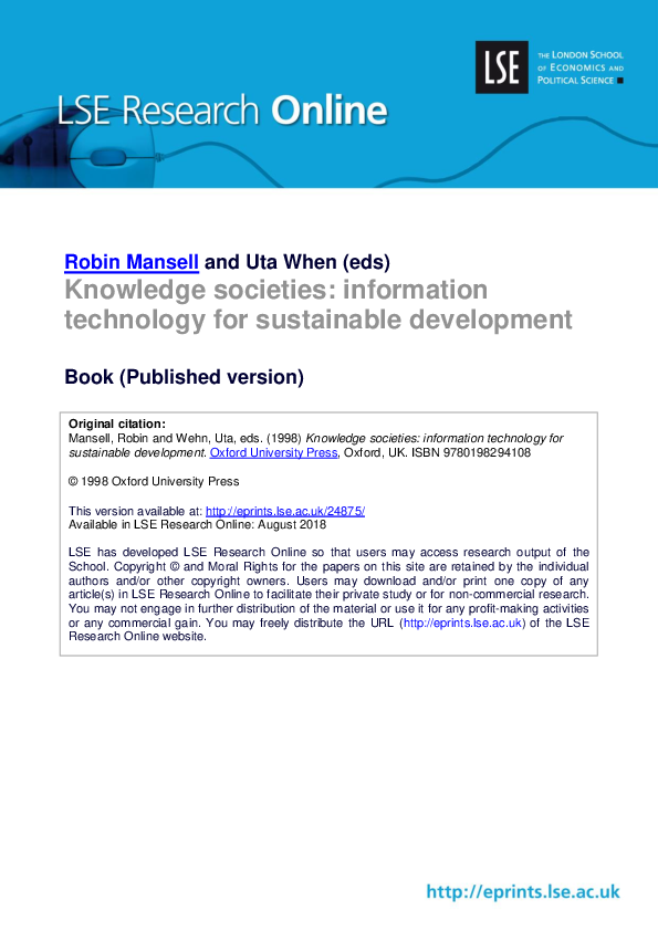 (PDF) Knowledge Societies: Information Technology for Sustainable ...
